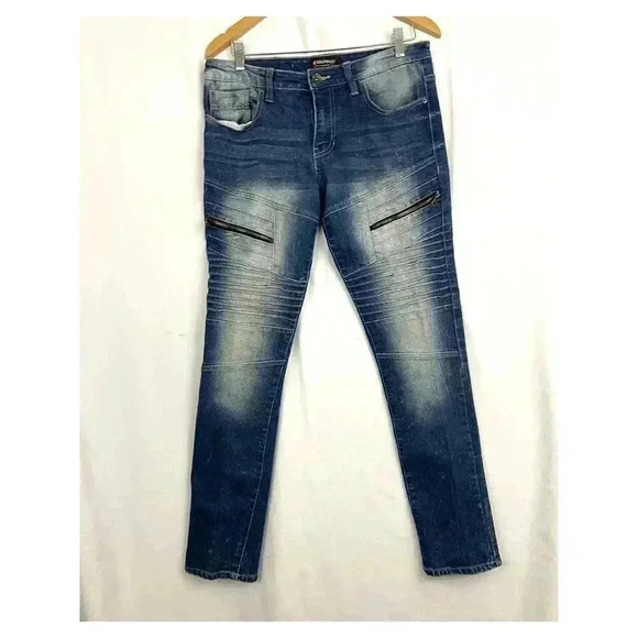 South Pole Other - Southpole Blue Skinny Jeans Denim Moto Biker‎ Stretch 32x32 Mens